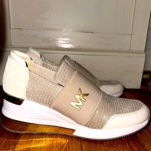 Michael Kors Chain-Mesh Trainer Shoes; Size 8; Color Champagne